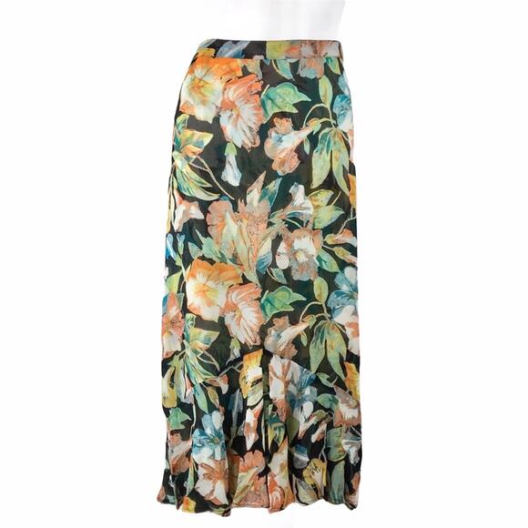 Reversible Floral Skirt Multi-colored Hawaiian Tropical Flowers Print - Picture 5 of 5